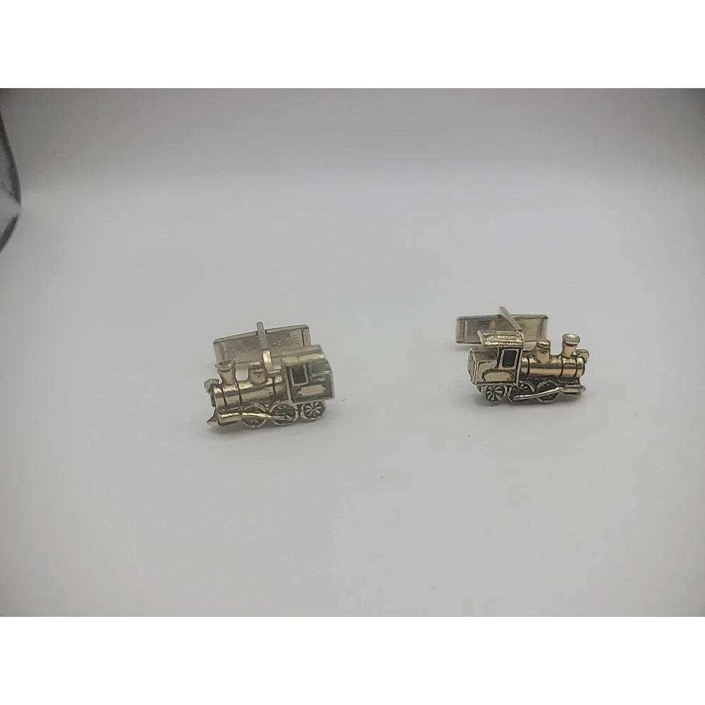 Vintage‎ Sarah Coventry Mens Train Cuff Links Gold Tone Jewelry Costume